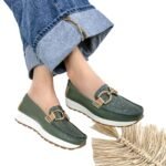 Mocasin Antonella Verde Aceituna x Camel