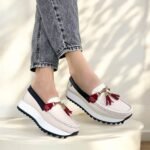 Mocasin Camila Beige Azul Rojo