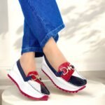 Mocasin London Beige Rojo Azul