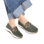 Mocasin Antonella Verde Aceituna x Camel