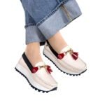 Mocasin Camila Beige Azul Rojo