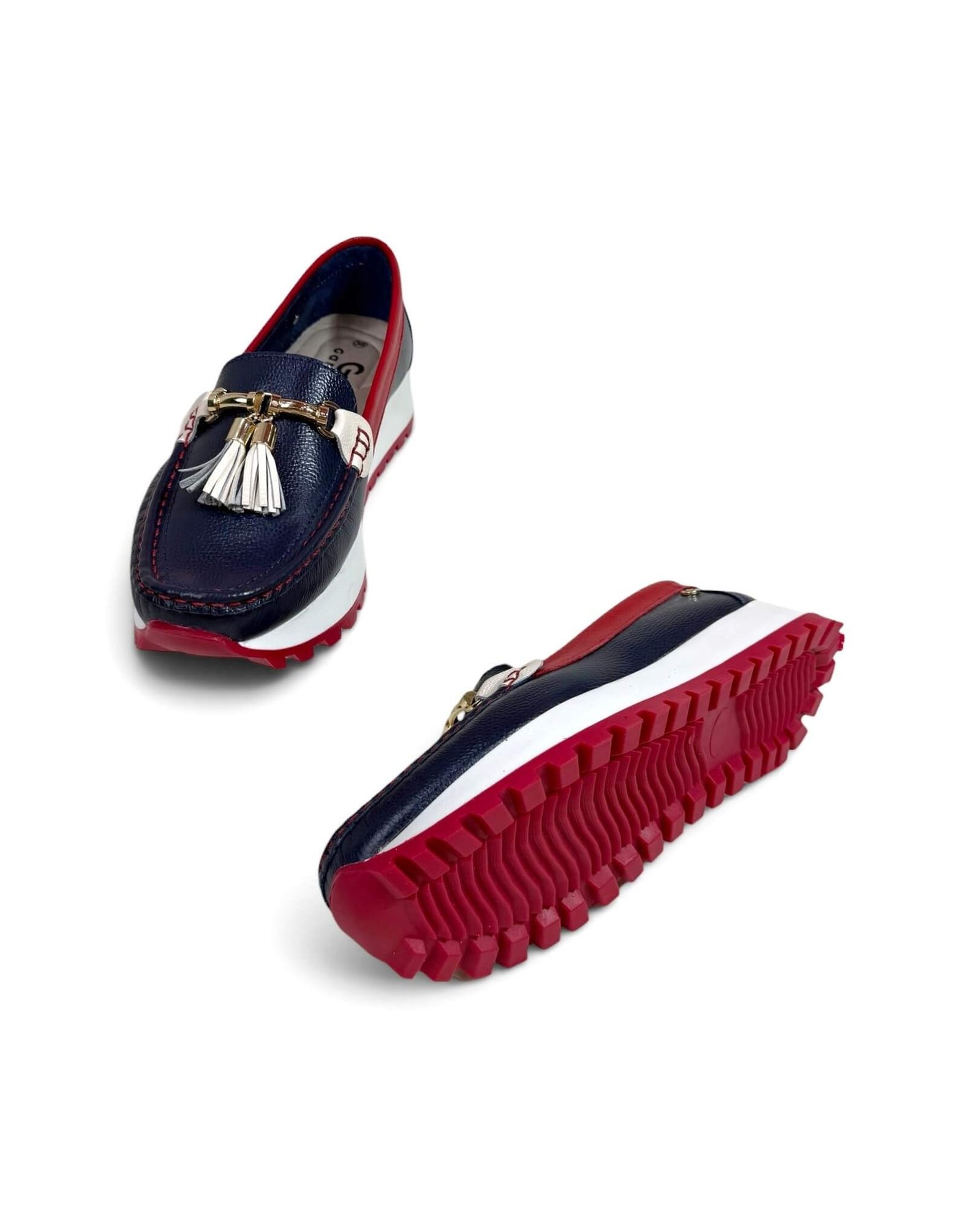 Mocasin Camila Azul Oscuro x Rojo - Image 2