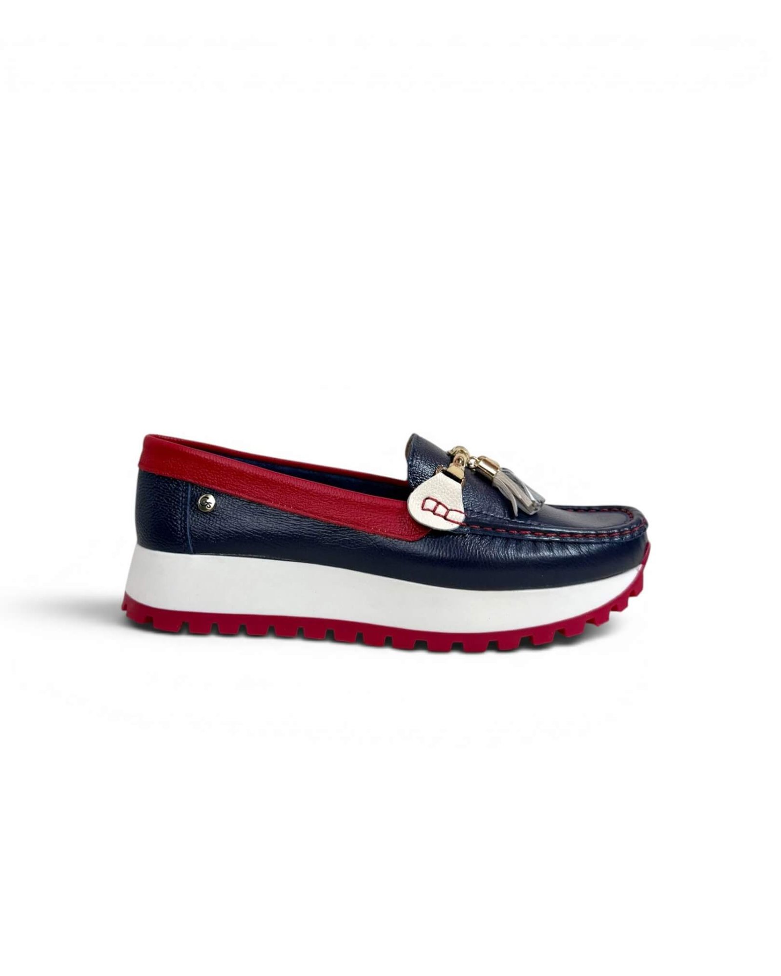 Mocasin Camila Azul Oscuro x Rojo - Image 3