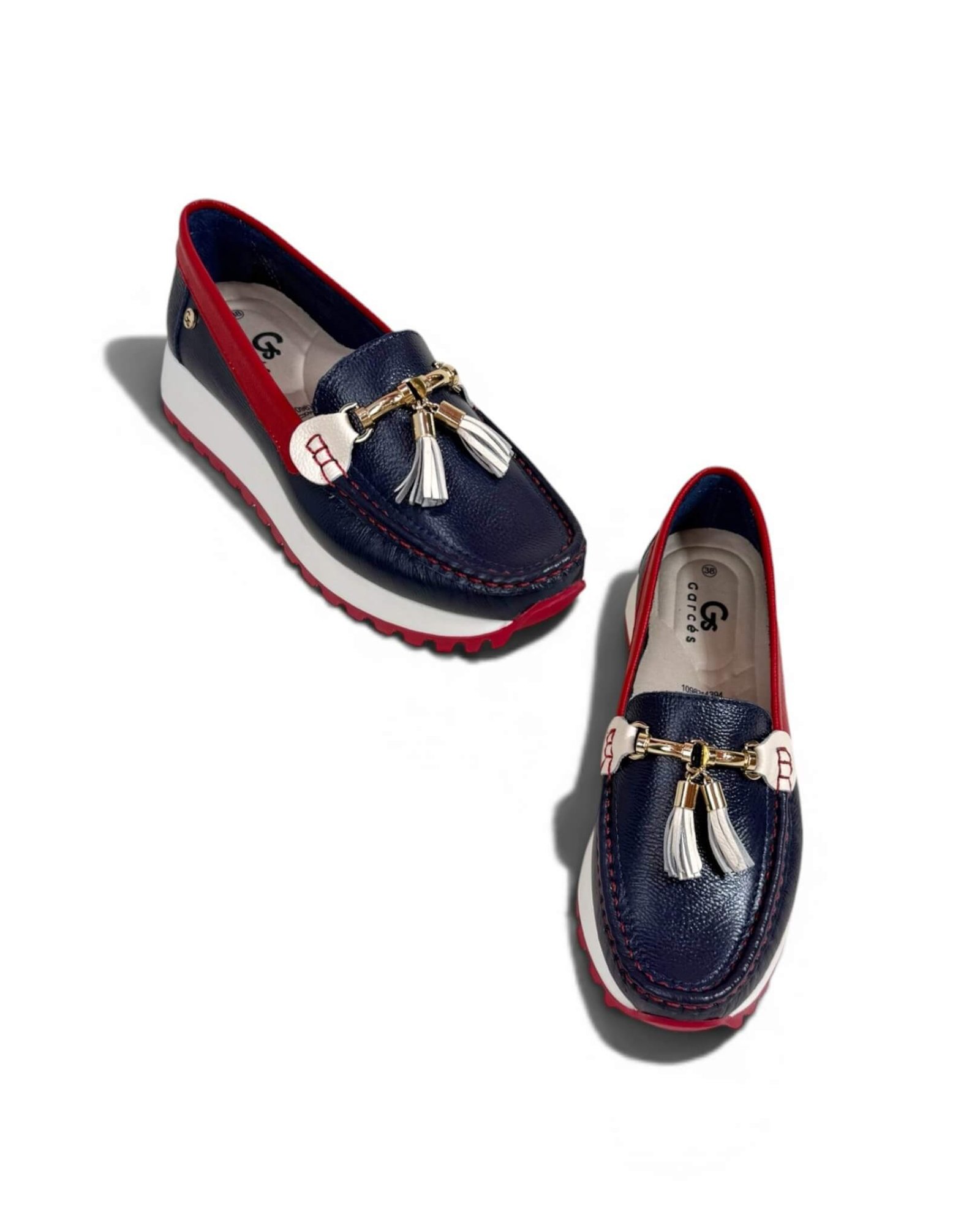 Mocasin Camila Azul Oscuro x Rojo - Image 4