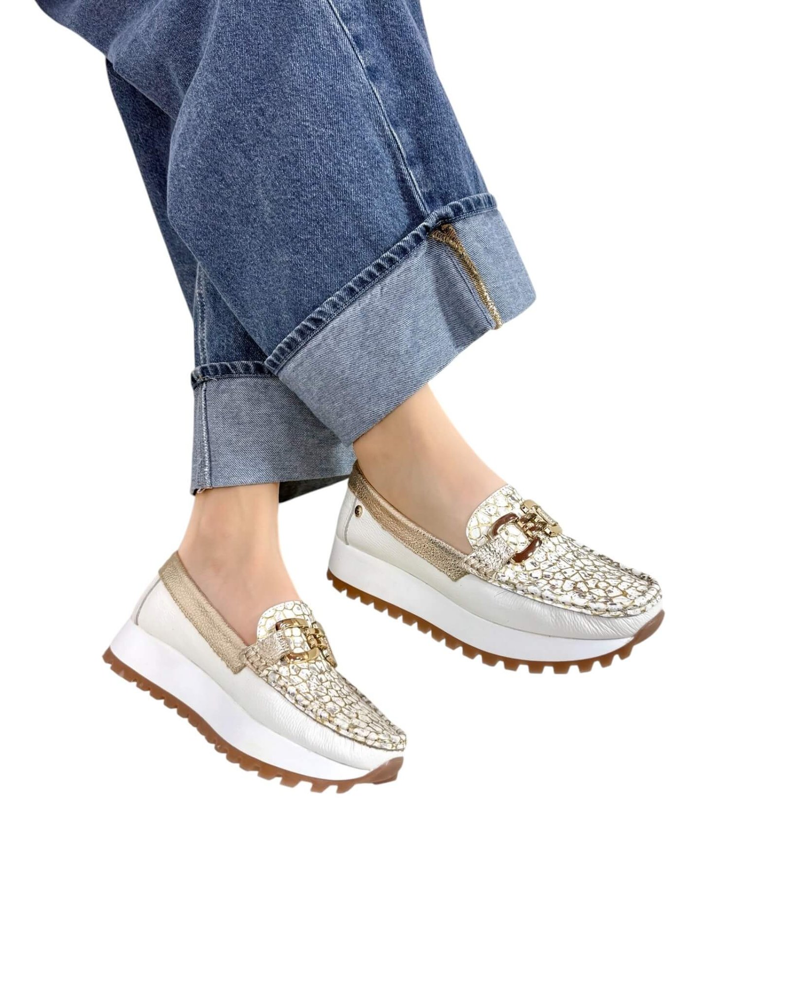 Mocasin Camila Talco Dorado