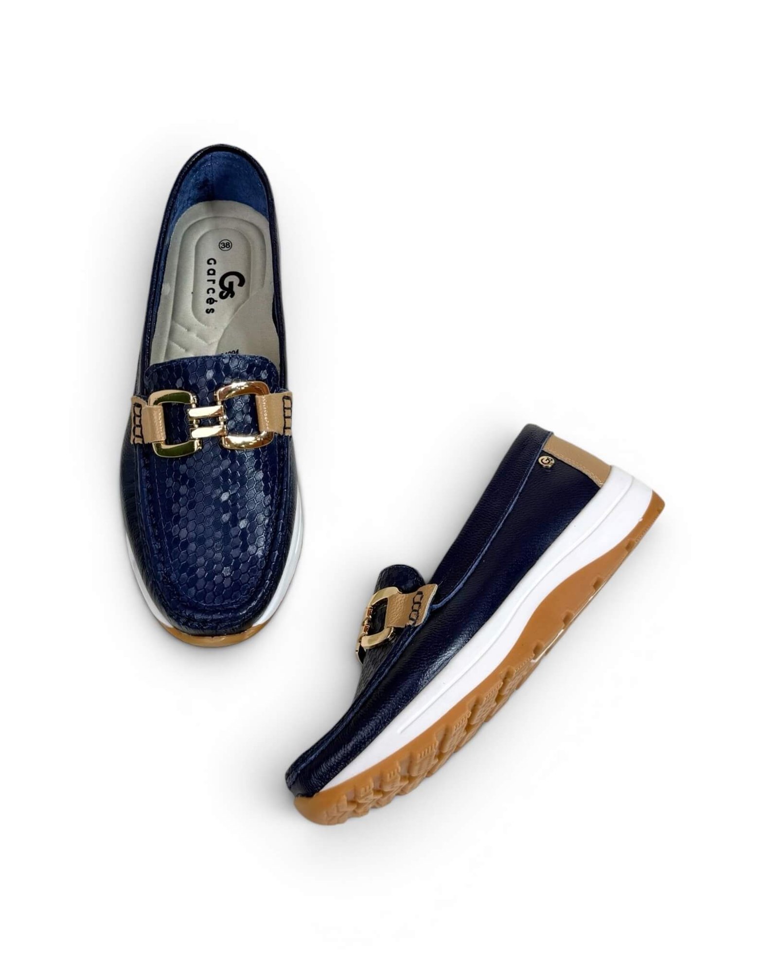 Mocasin Antonella Azul x Camel - Image 2