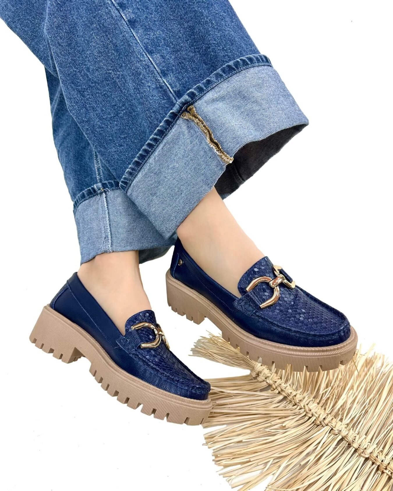 Mocasin Retro Azul Oscuro