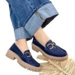 Mocasin Retro Azul Oscuro