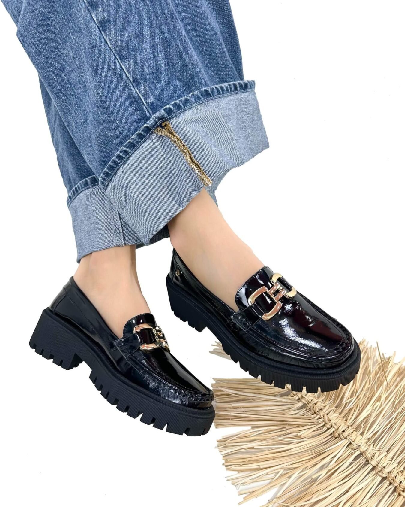 Mocasin Retro Charol Negro