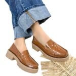 Mocasin Retro Charol Antifaz Miel