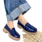 Mocasin Retro Charol Antifaz Azul