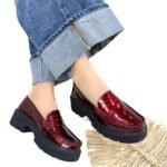 Mocasin Retro Charol Antifaz Vinotinto