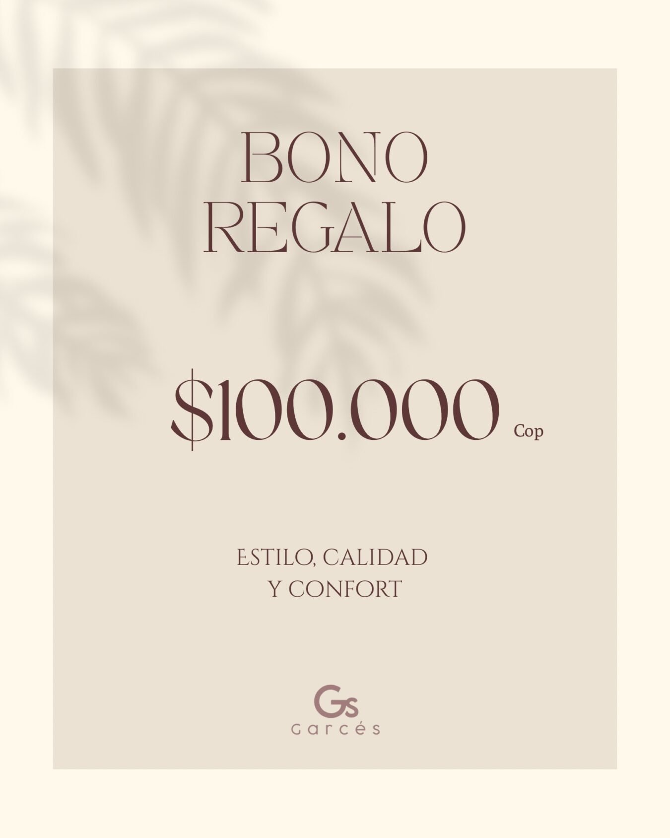 Bono de Regalo GS Garcés $100.000