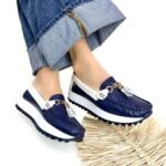 Mocasin Camila Azul Oscuro Beige