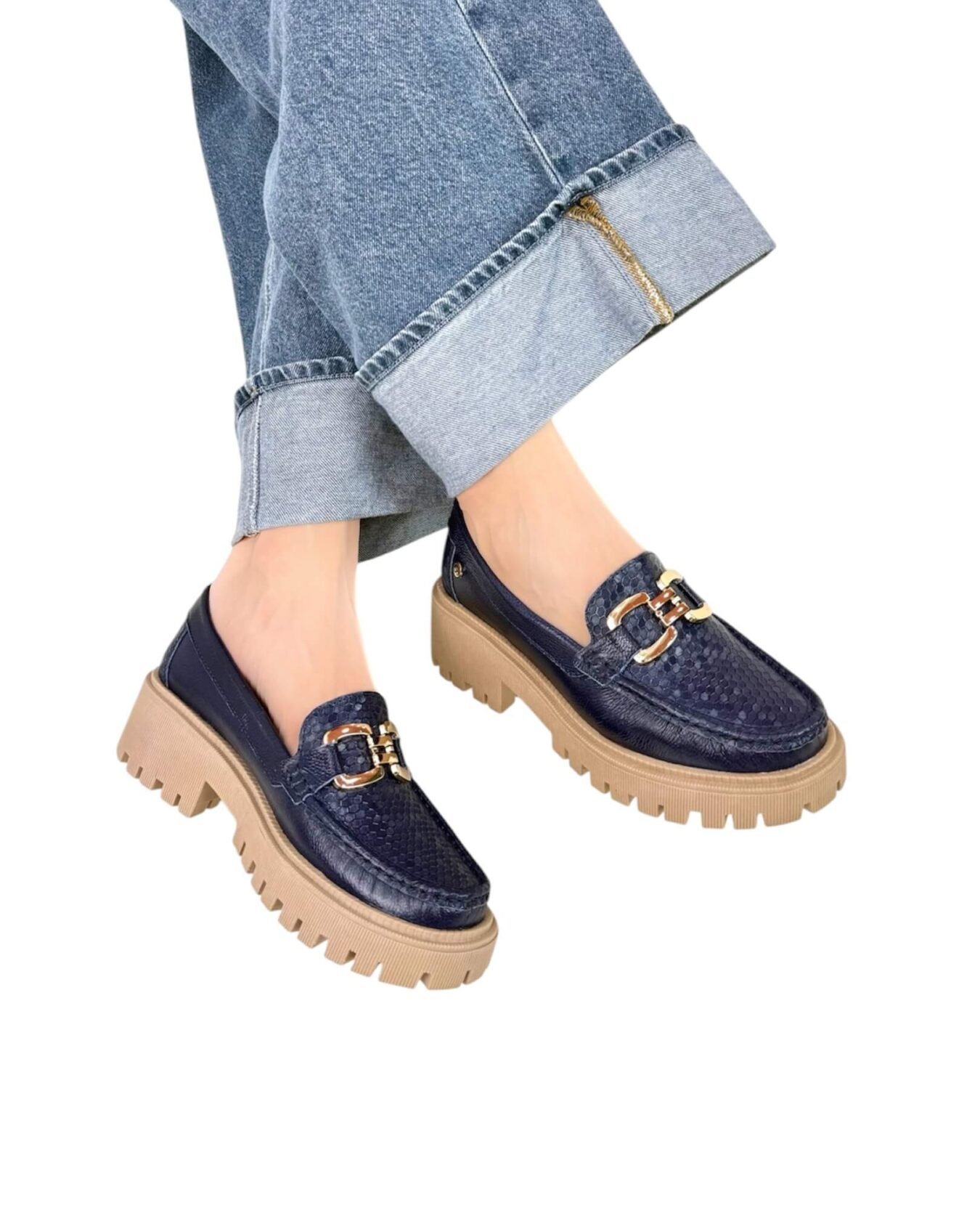 Mocasin Retro Azul Oscuro