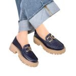 Mocasin Retro Azul Oscuro