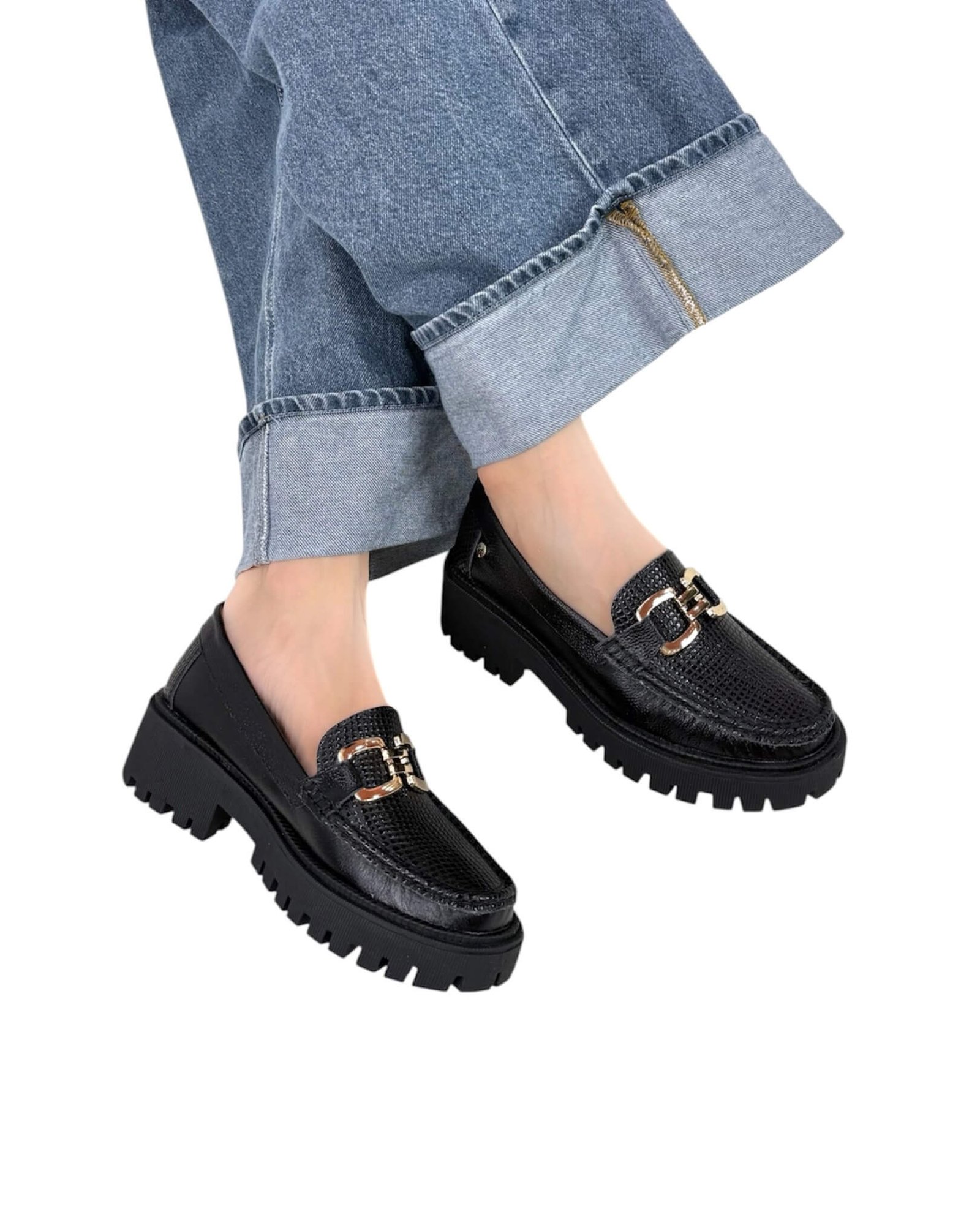 Mocasin Retro Negro 011