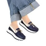 Mocasin Camila Azul Oscuro Beige
