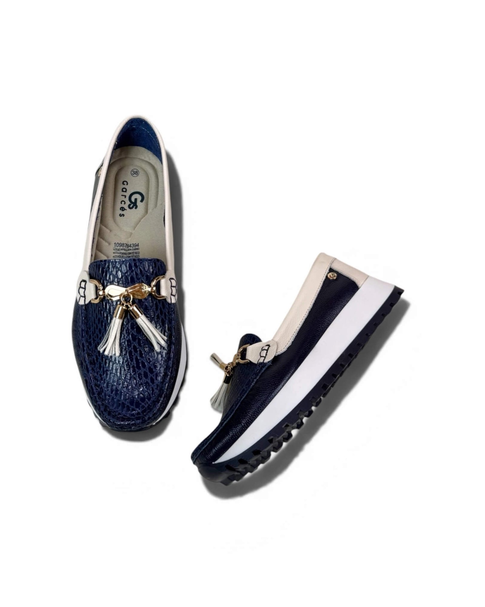 Mocasin Camila Azul Oscuro Beige - Image 2