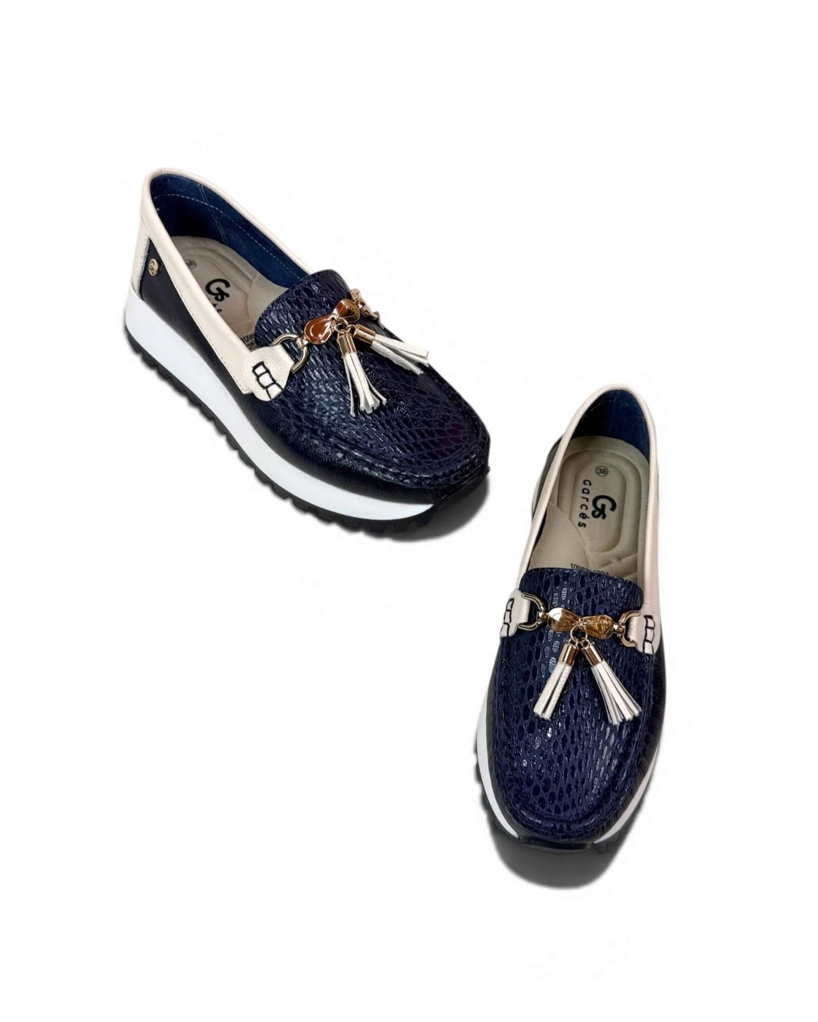 Mocasin Camila Azul Oscuro Beige - Image 4