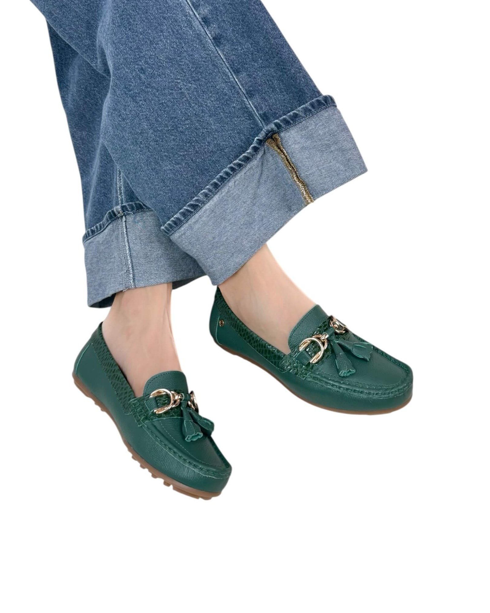 Mocasin Lolita Perla Verde Pino