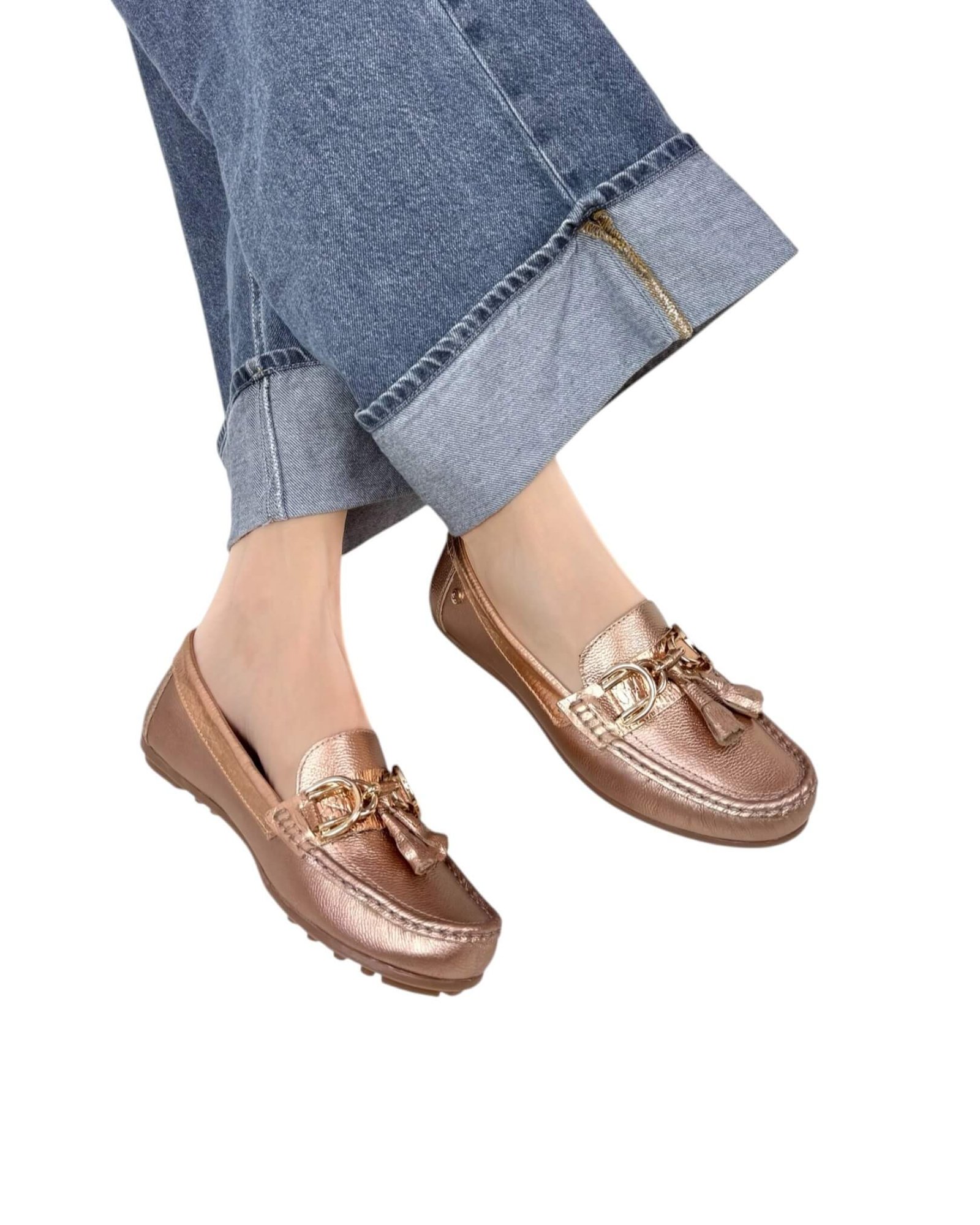 Mocasin Lolita Perla Oro Rosa