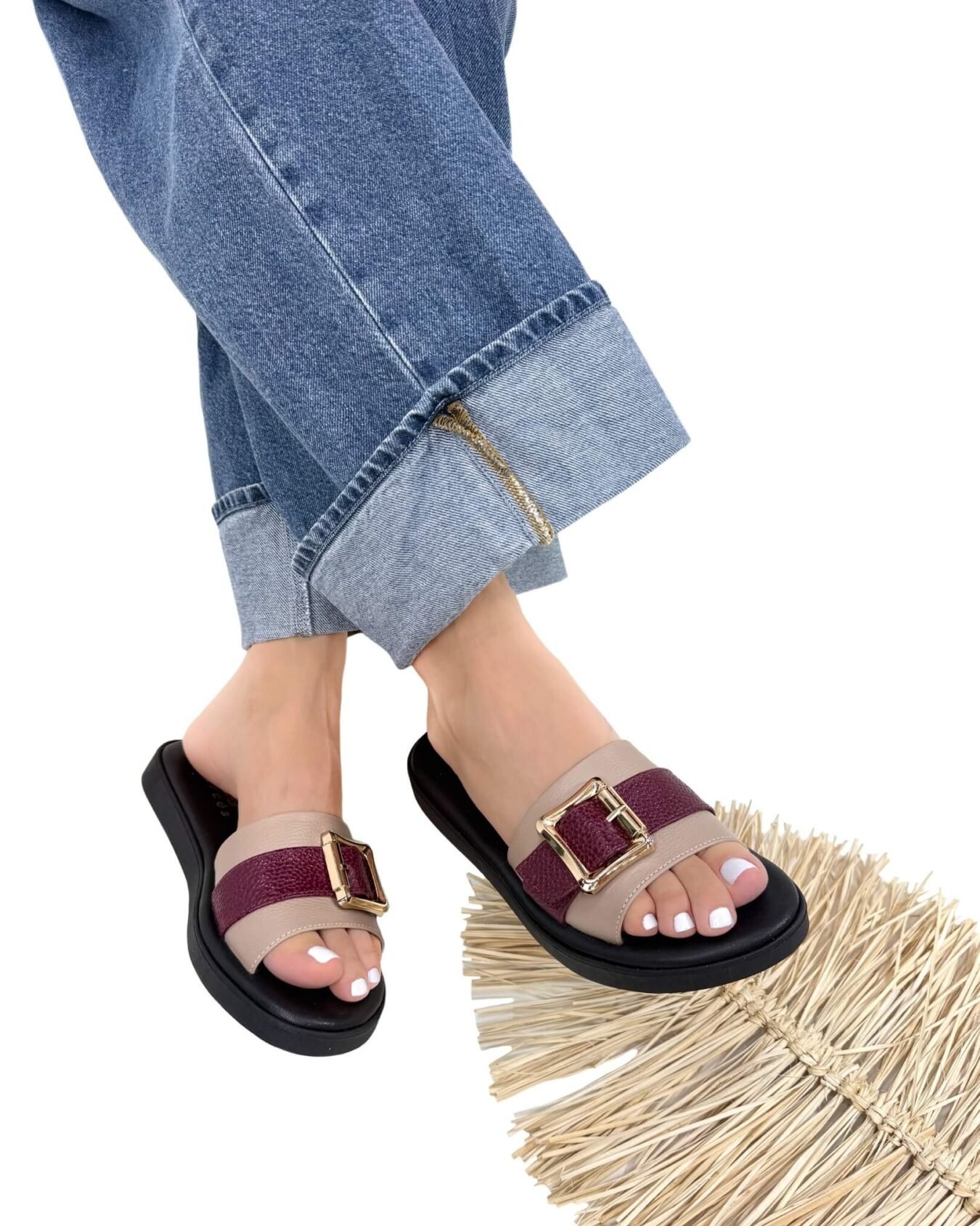 Sandalia Luna Taupe x Vinotinto