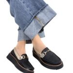 Mocasin Sara Negro x Oro