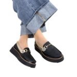 Mocasin Sara Negro x Oro