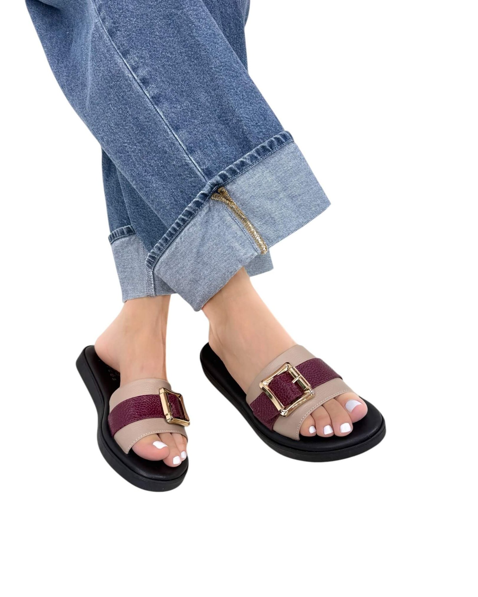 Sandalia Luna Taupe x Vinotinto