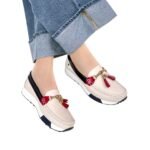 Mocasin Georgina Beige Azul Rojo