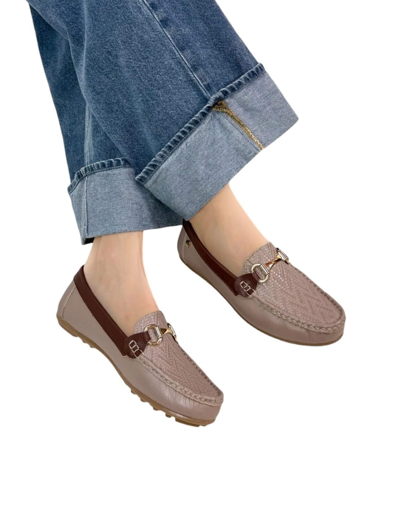 Mocasin Lolita Trenza Taupe x Coñac